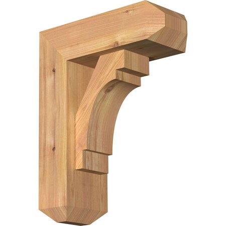 Ekena Millwork Merced Craftsman Smooth Bracket w/ Offset Brace, Western Red Cedar, 5 1/2"W x 14"D x 18"H BKT0604X14X18MRC04SWR
